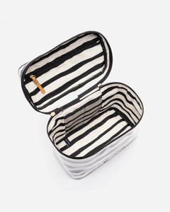 Train Case Cosmetic Painterly Stripe Black Oyster - Frances Valentine