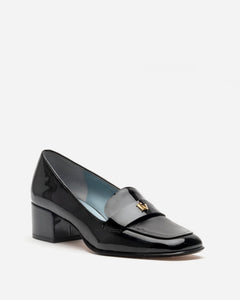 Twiggy Loafer Heel Soft Patent Black - Frances Valentine