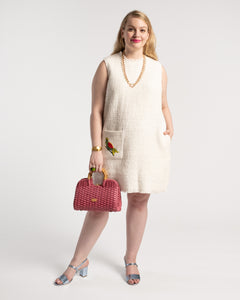 Twiggy Fringe Dress Cotton Boucle White - Frances Valentine