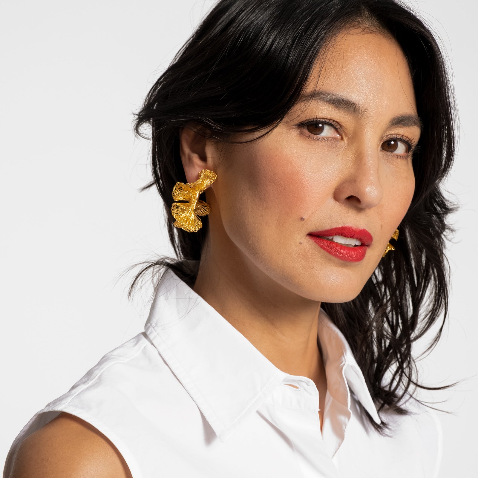 Crochet Ruffled Hoop Earring